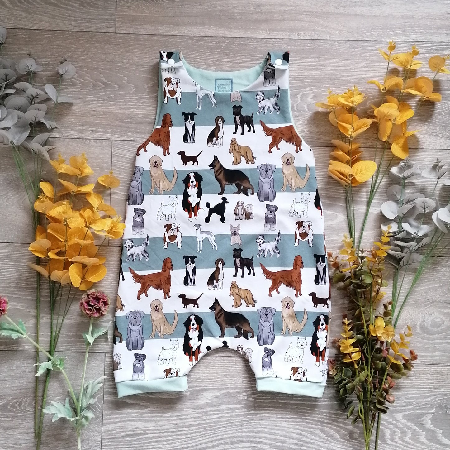 In stock - exclusive dogs on stripes jersey - Sunshine and Raebows