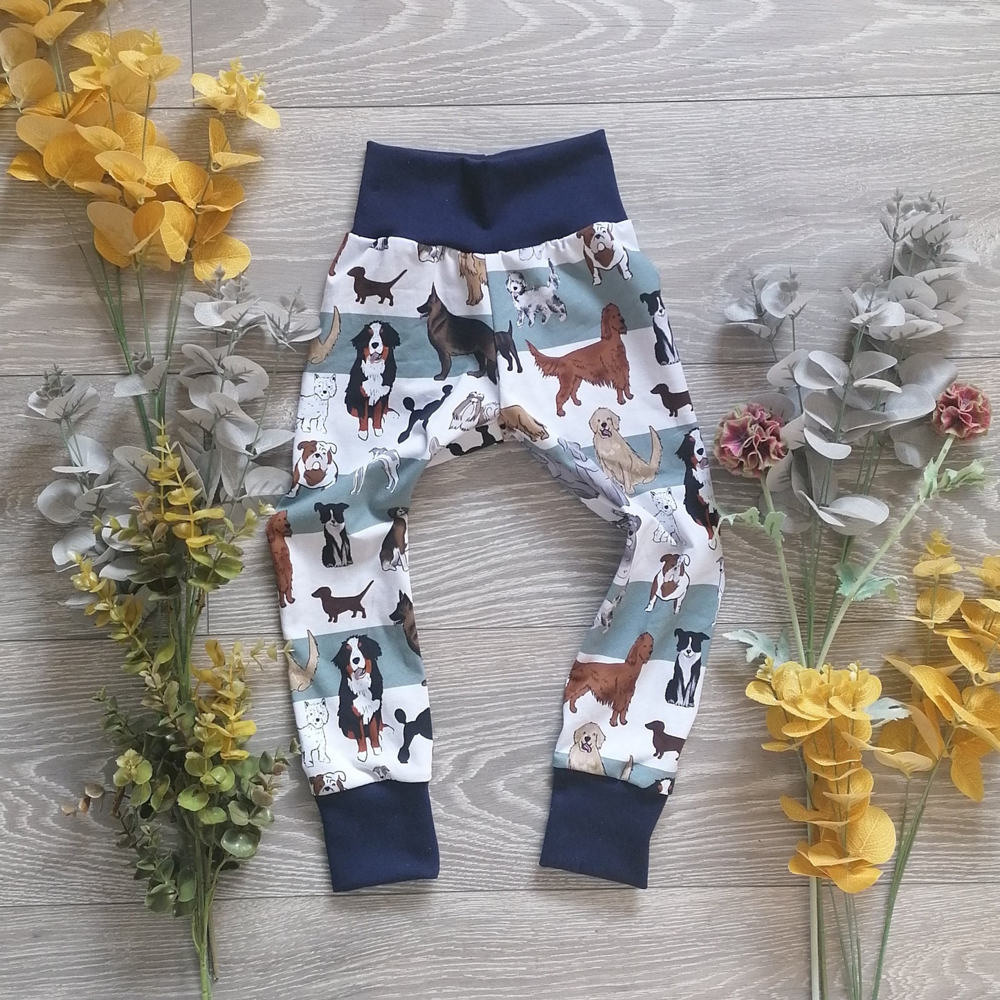 In stock - exclusive dogs on stripes jersey - Sunshine and Raebows