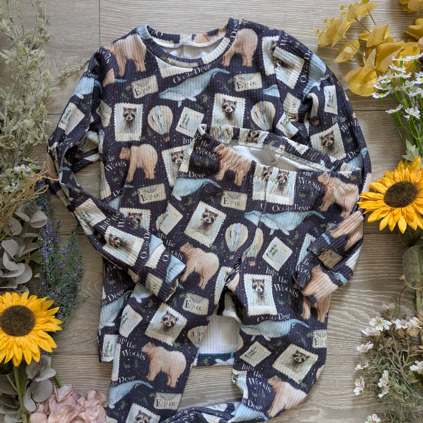 In stock - exclusive animal stamps Ribbed jersey - Sunshine and Raebows