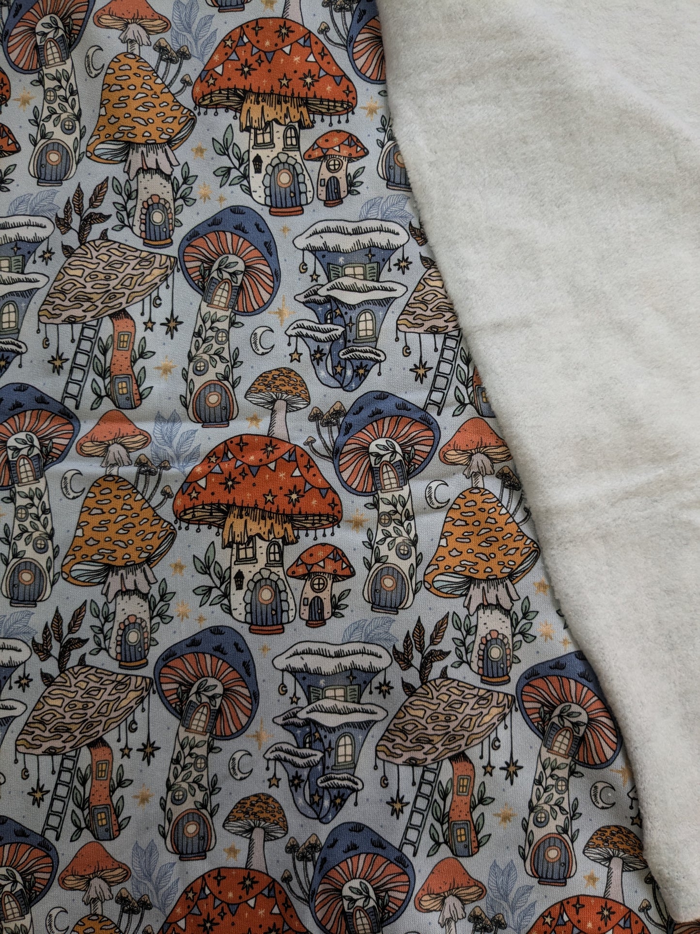 In stock - exclusive mushroom houses fluffy back french Terry
