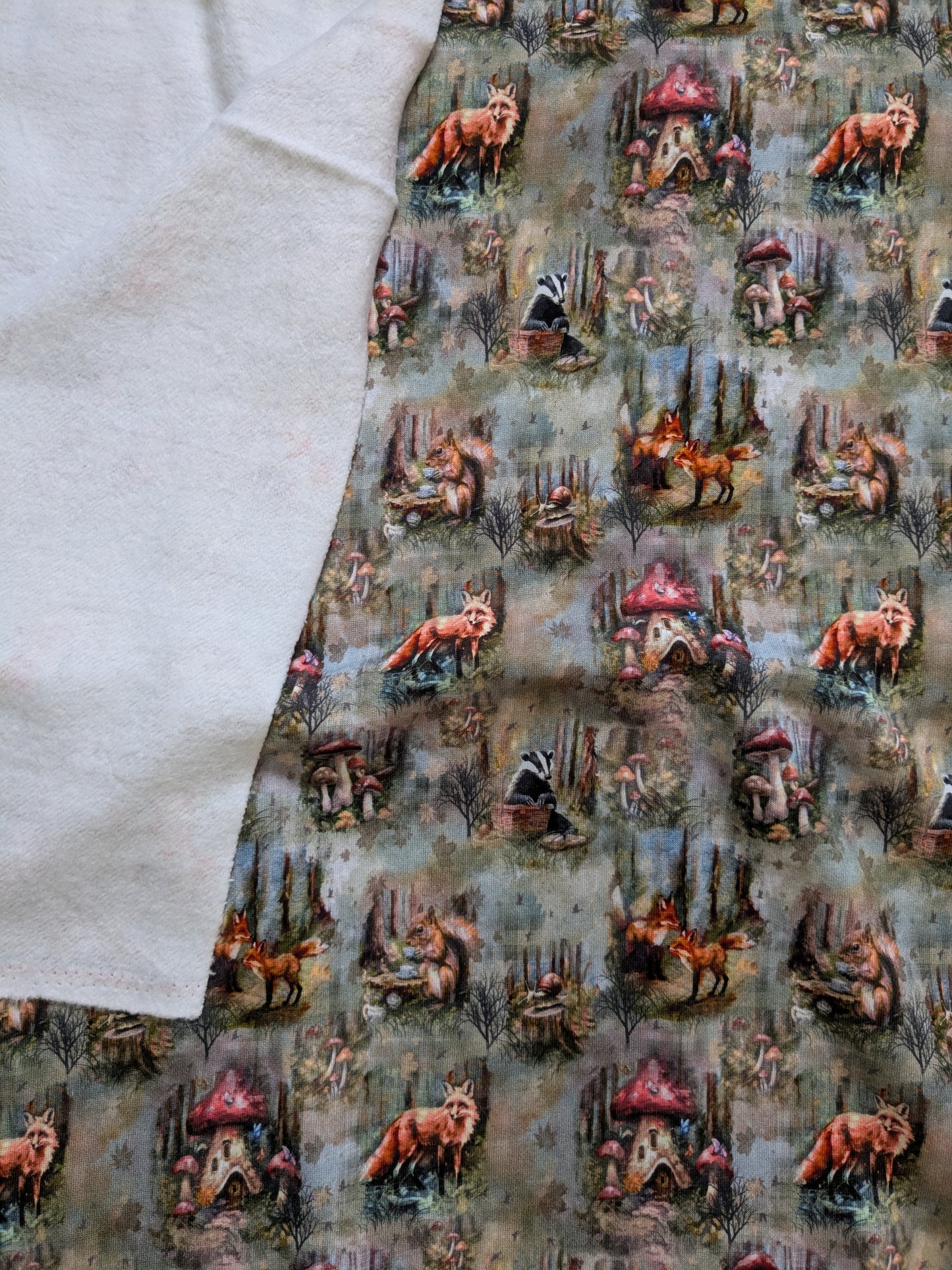 In stock - fully exclusive in the forest fluffy back french Terry - Sunshine and Raebows