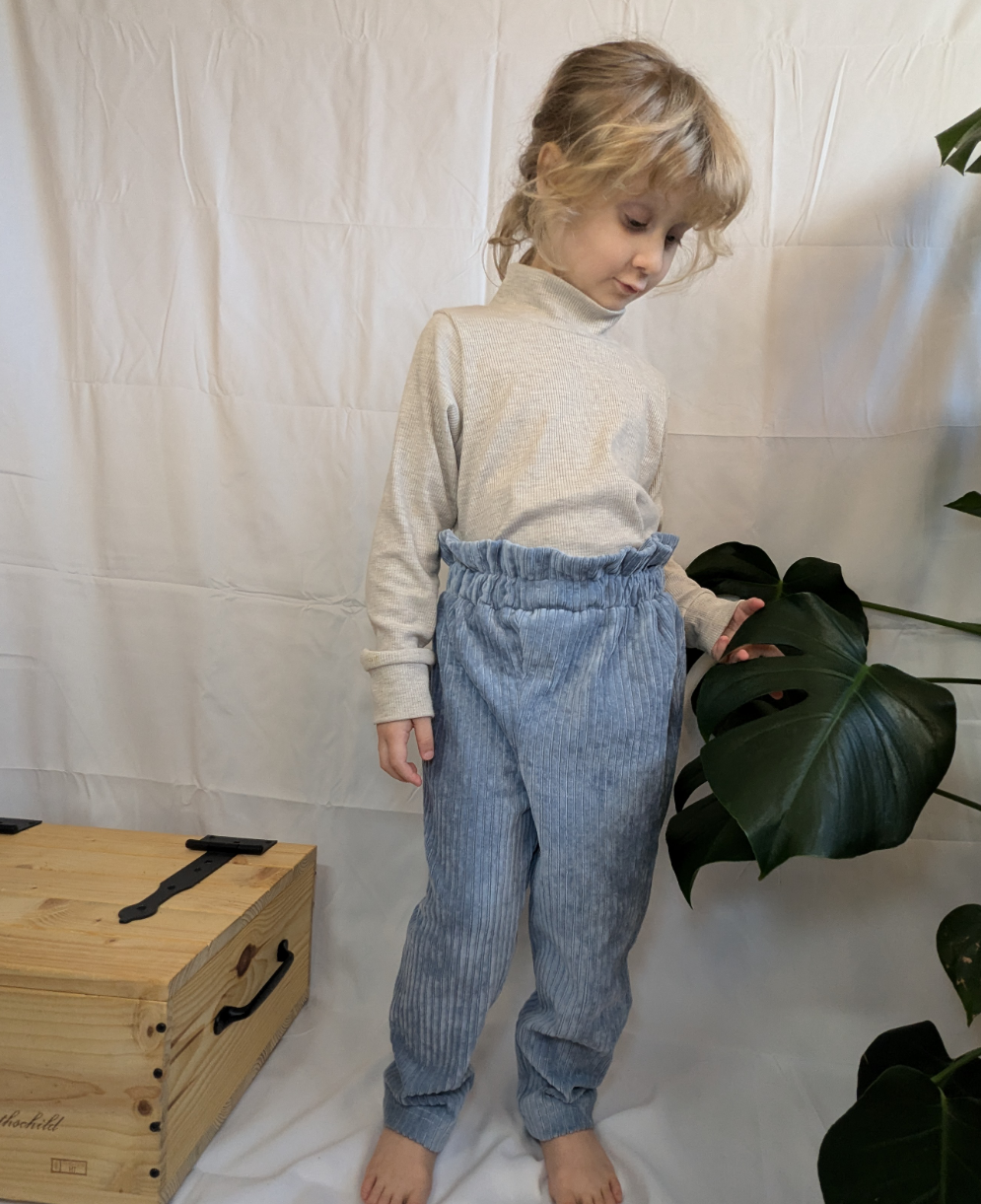 Corduroy (chunky stretch) Paper bag trousers