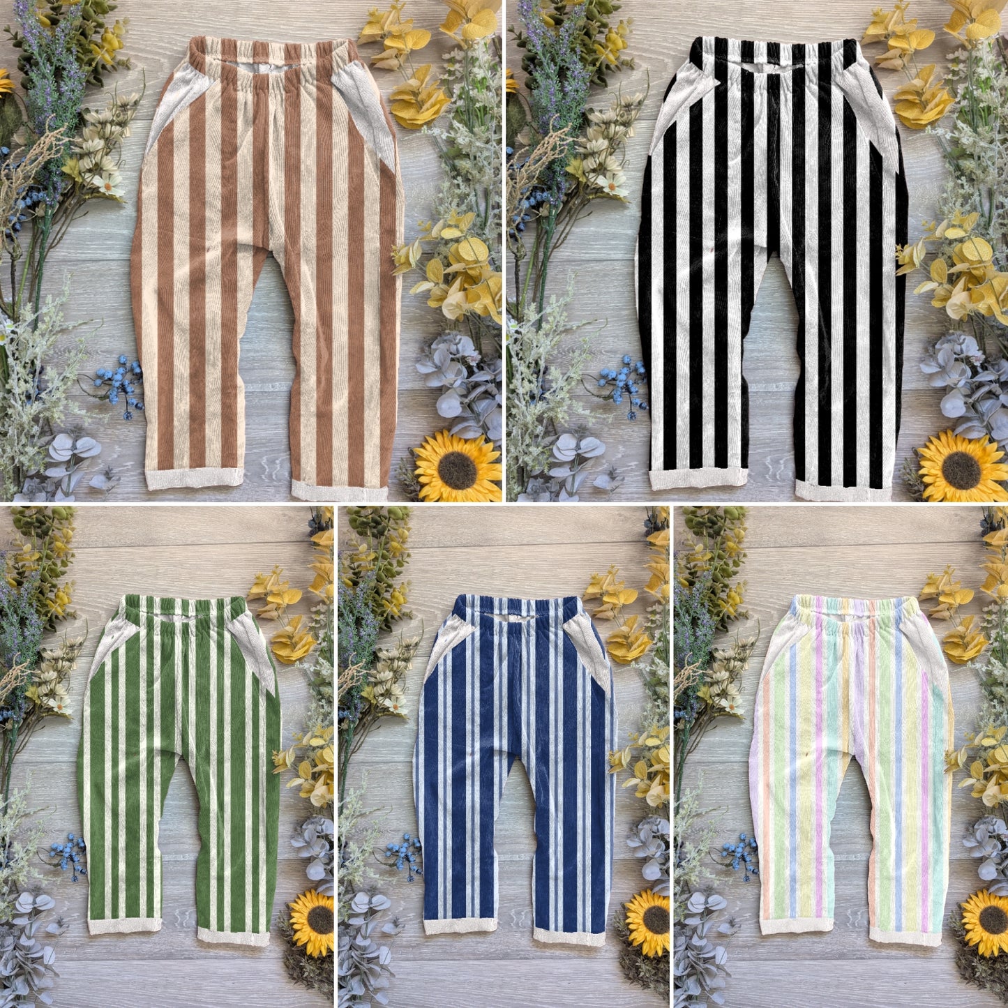 A load of stripes Vintage trousers with elastic in band - Sunshine and Raebows