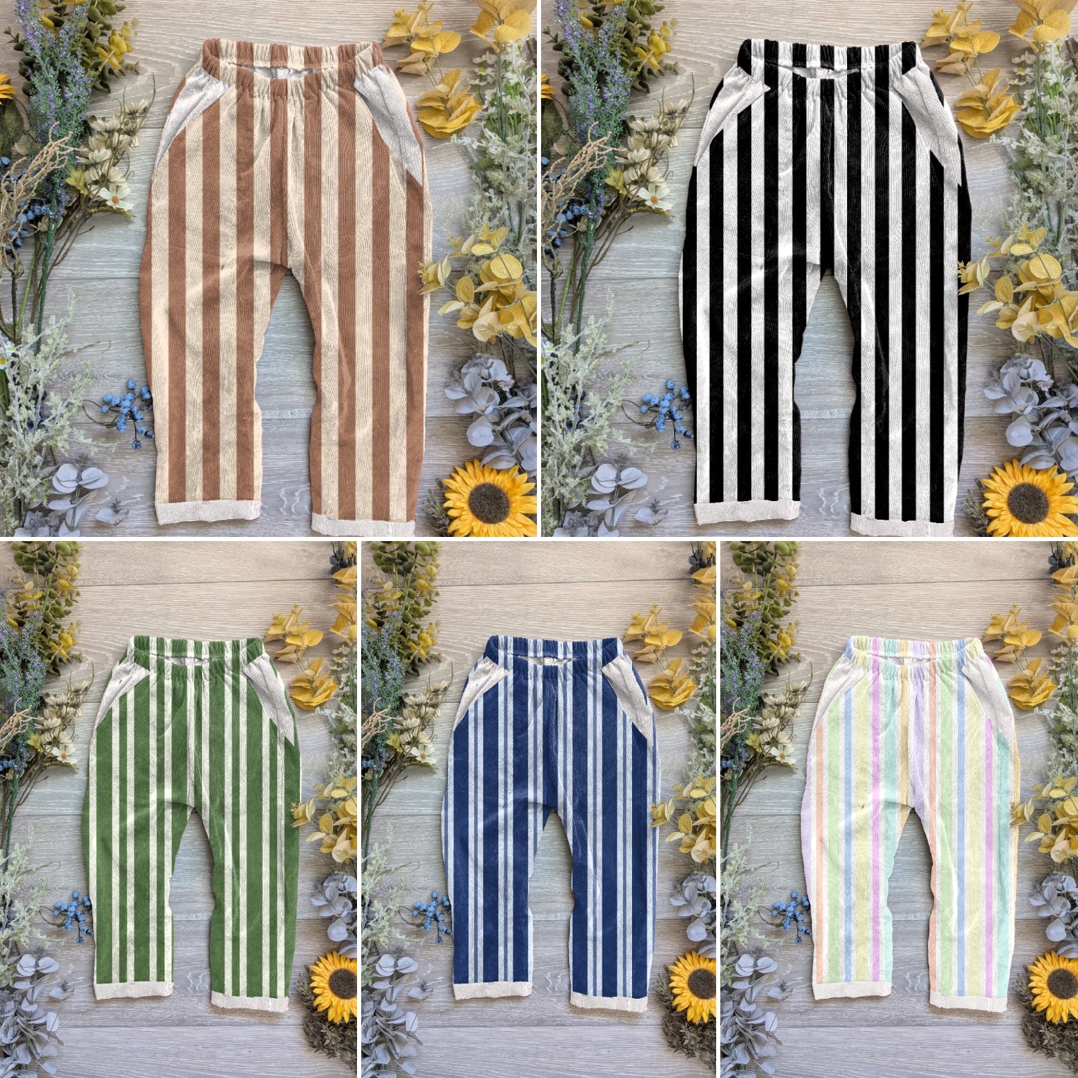 A load of stripes Vintage trousers with elastic in band - Sunshine and Raebows
