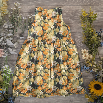 Lemons and oranges pinafore dress - Sunshine and Raebows