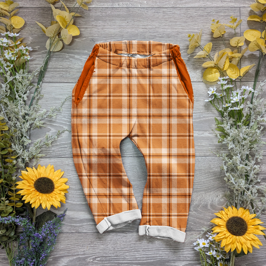 Ginger tartan Vintage trousers with elastic in band - Sunshine and Raebows