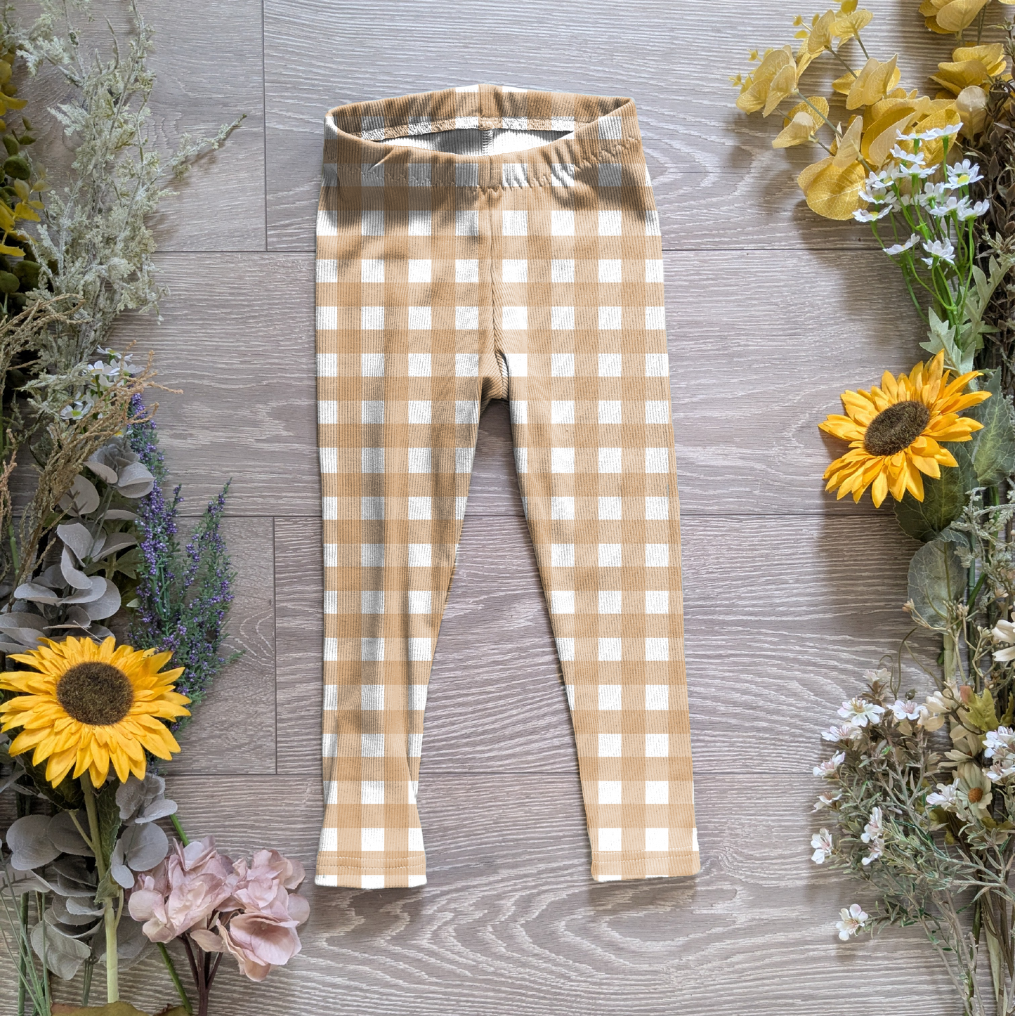 Brown gingham Ellie leggings (elasticated) - Sunshine and Raebows