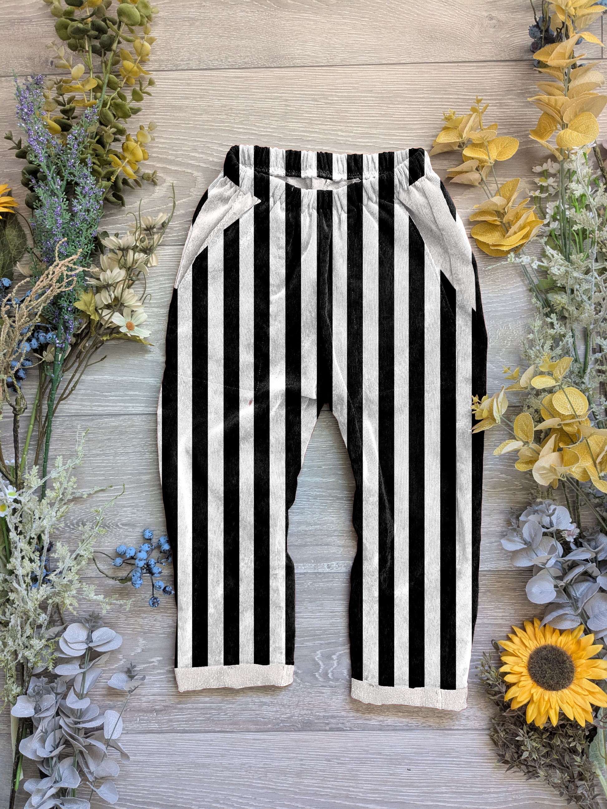 A load of stripes Vintage trousers with elastic in band - Sunshine and Raebows
