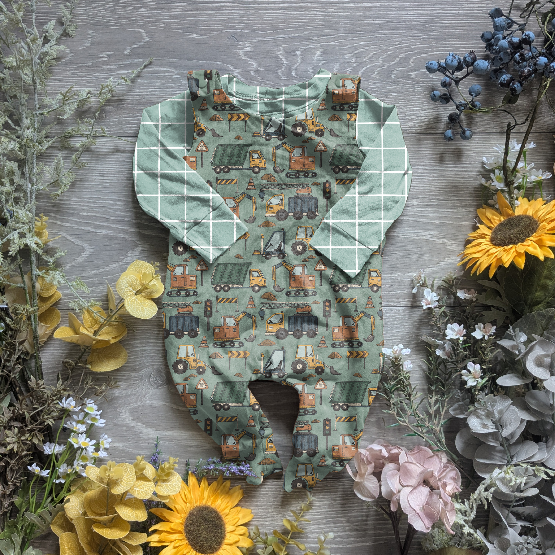 Dig and drive charlie romper - Sunshine and Raebows