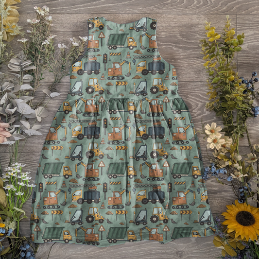 Dig and drive pinafore dress - Sunshine and Raebows