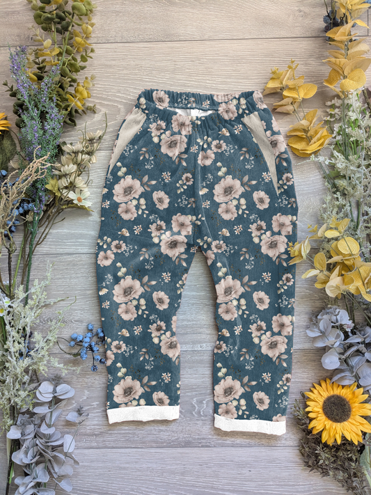Blue bloom Vintage trousers with elastic in band - Sunshine and Raebows