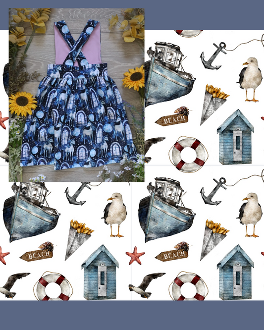 Gull and chips cross back dress - Sunshine and Raebows