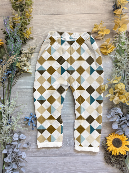 Neutral diamonds Vintage trousers with elastic in band - Sunshine and Raebows