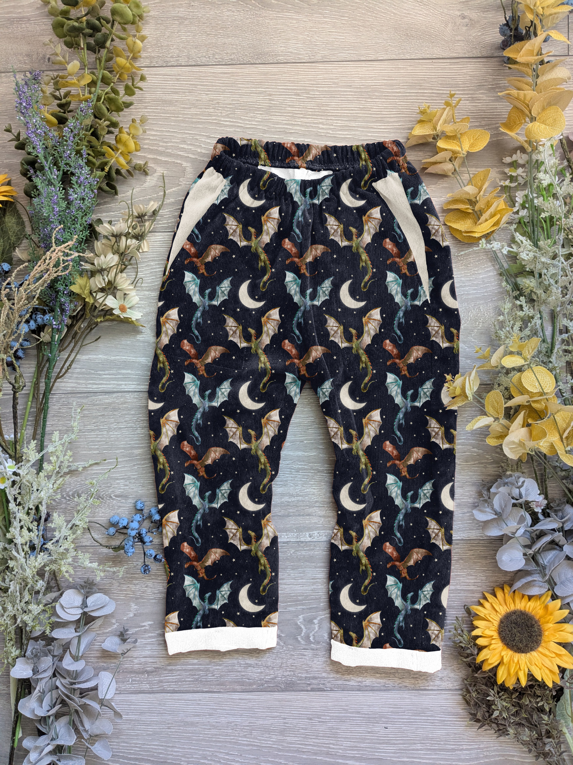 Night flight Vintage trousers with elastic in band - Sunshine and Raebows
