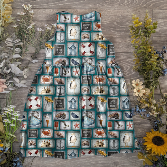 Beach days pinafore dress - Sunshine and Raebows