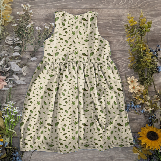 Leafy adventures pinafore dress