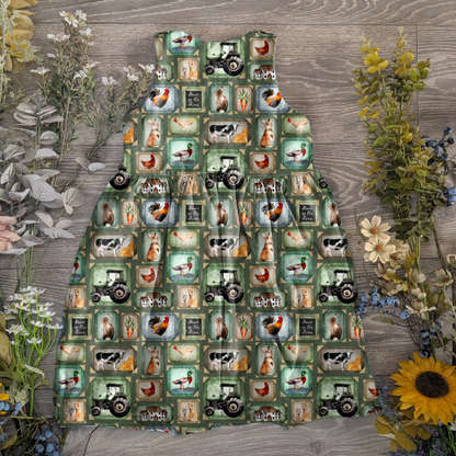 Farm yard adventures pinafore dress - Sunshine and Raebows