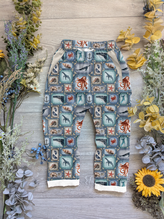 Ocean scrapbook Vintage trousers with elastic in band - Sunshine and Raebows