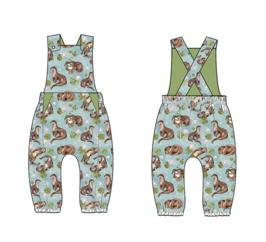 Ottilie the otter Treasure pocket romper - Sunshine and Raebows