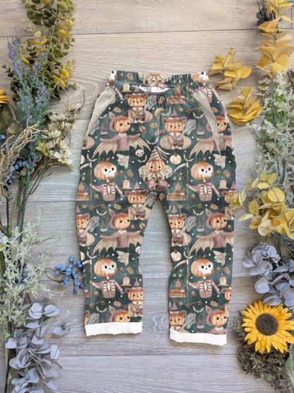 Clowns and skeletons Vintage trousers with elastic in band