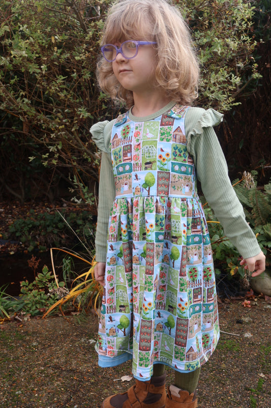 A day at the allotment pinafore dress - Sunshine and Raebows