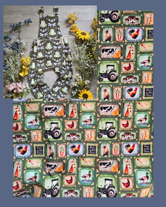 Farm yard adventures Treasure pocket romper (long and short) - Sunshine and Raebows