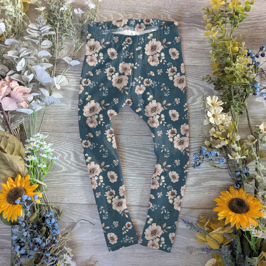 Blue bloom Ellie leggings (elasticated) - Sunshine and Raebows